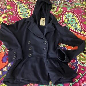 Roxy Women's Dark Blue Pea Coat with Hood